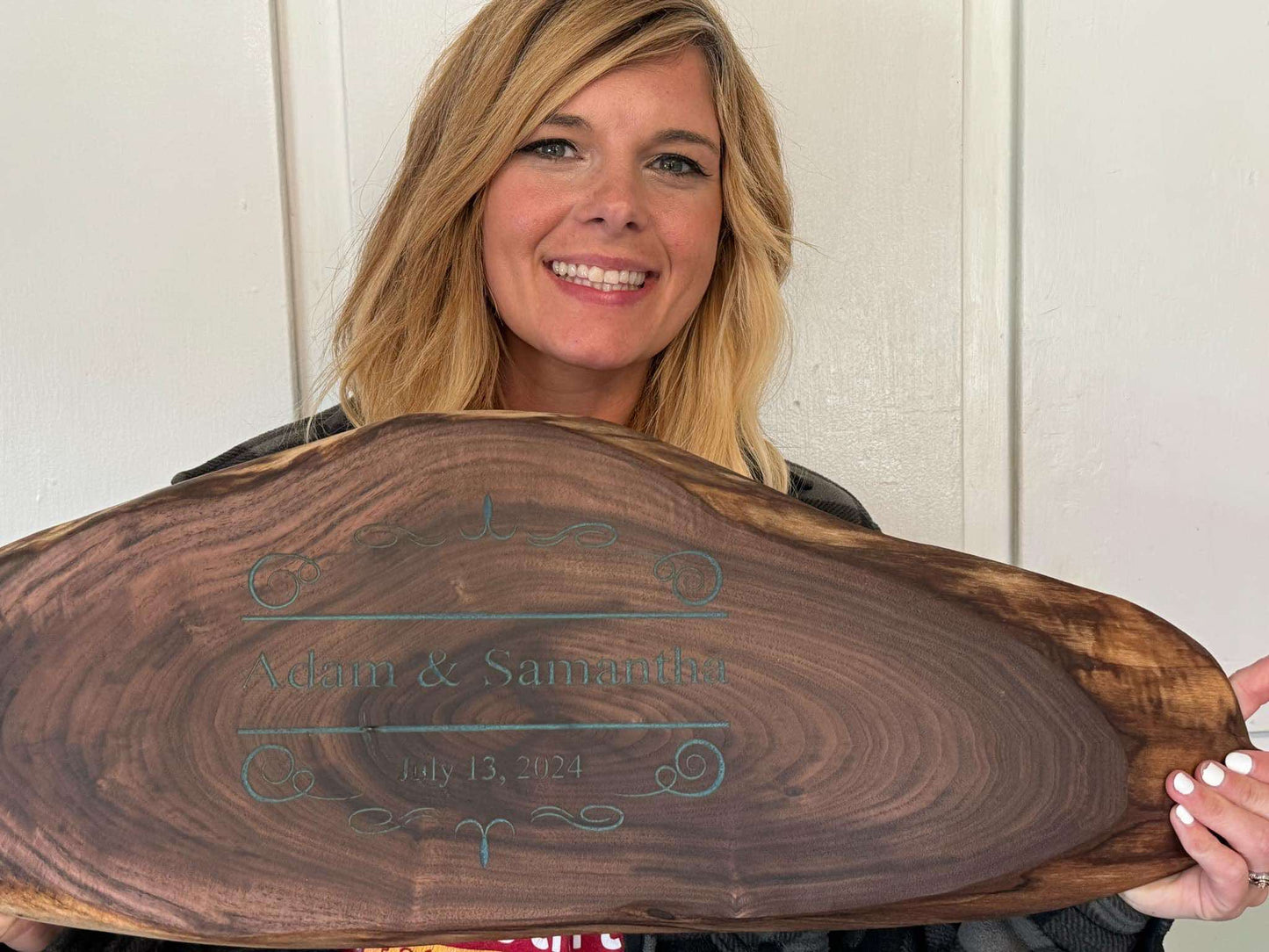 Live Edge Walnut and Epoxy Personalized Cutting Board / Charcuterie Board