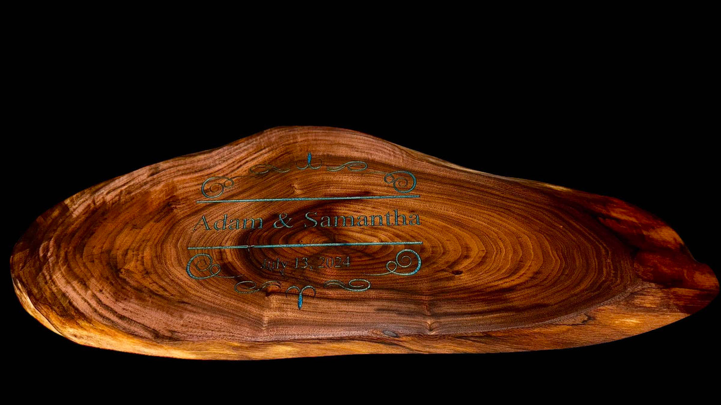 Live Edge Walnut and Epoxy Personalized Cutting Board / Charcuterie Board